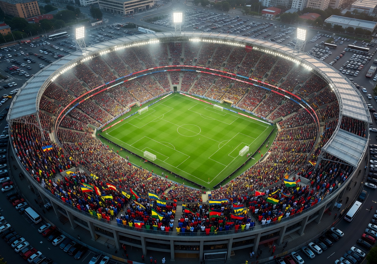 Aerial view of a packed World Cup 2026 stadium ready for a major tournament match