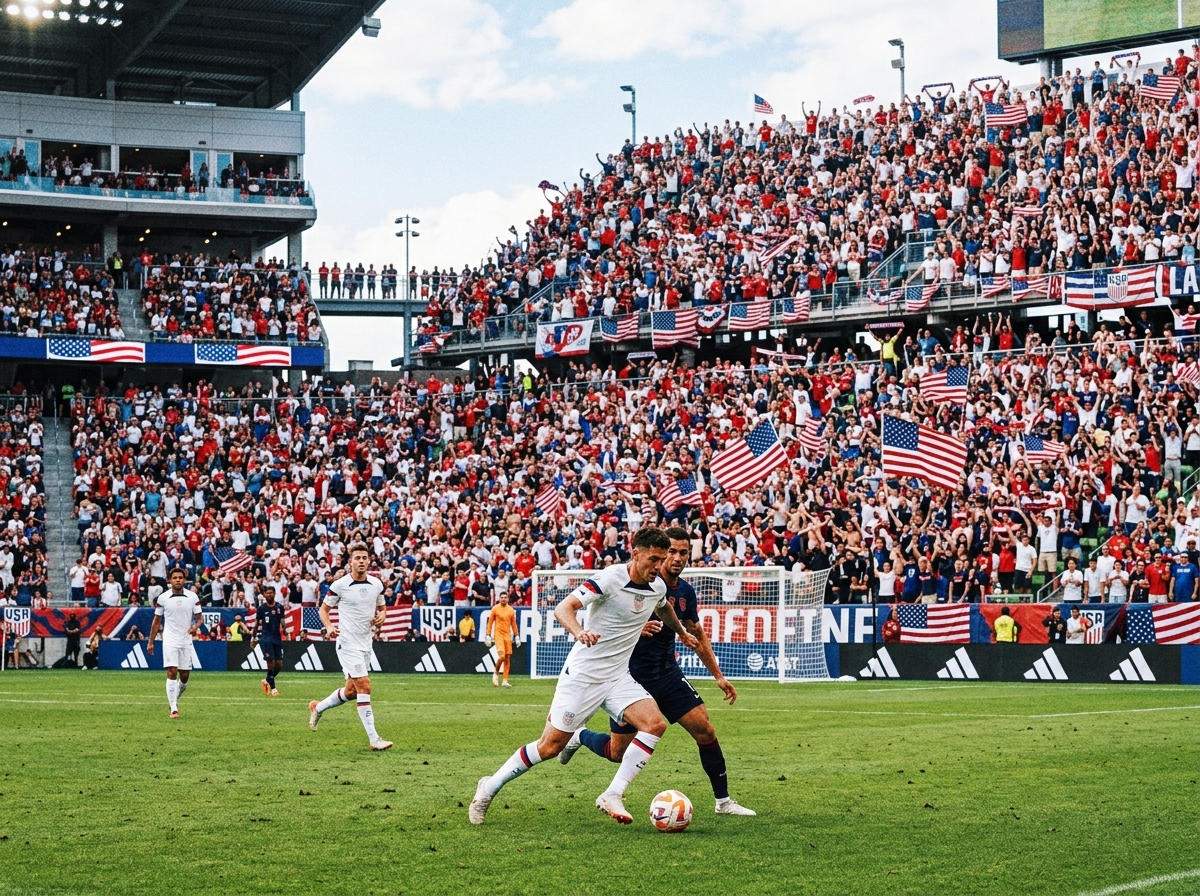 American national football team playing in a packed home stadium with passionate fans