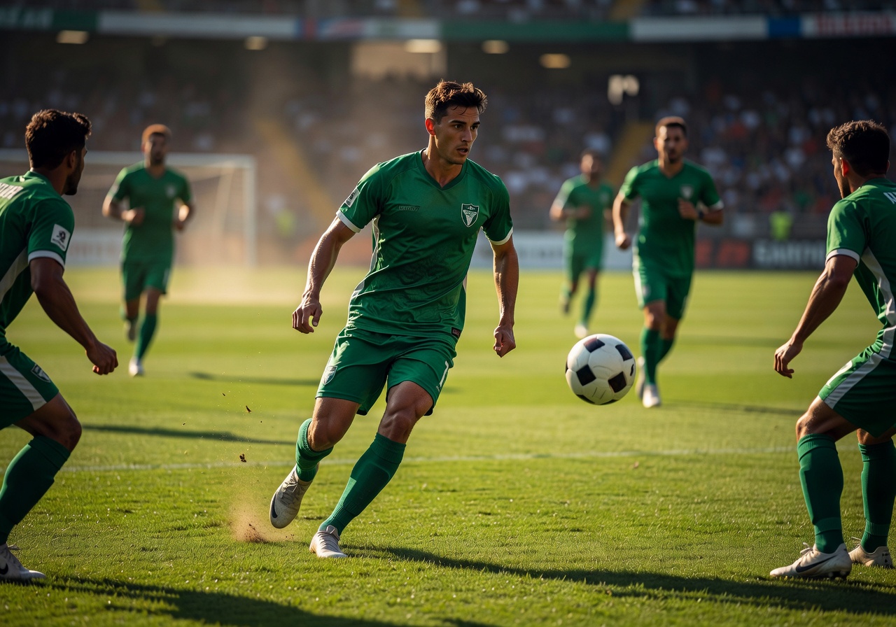 Clinical striker positioned perfectly to score a decisive goal